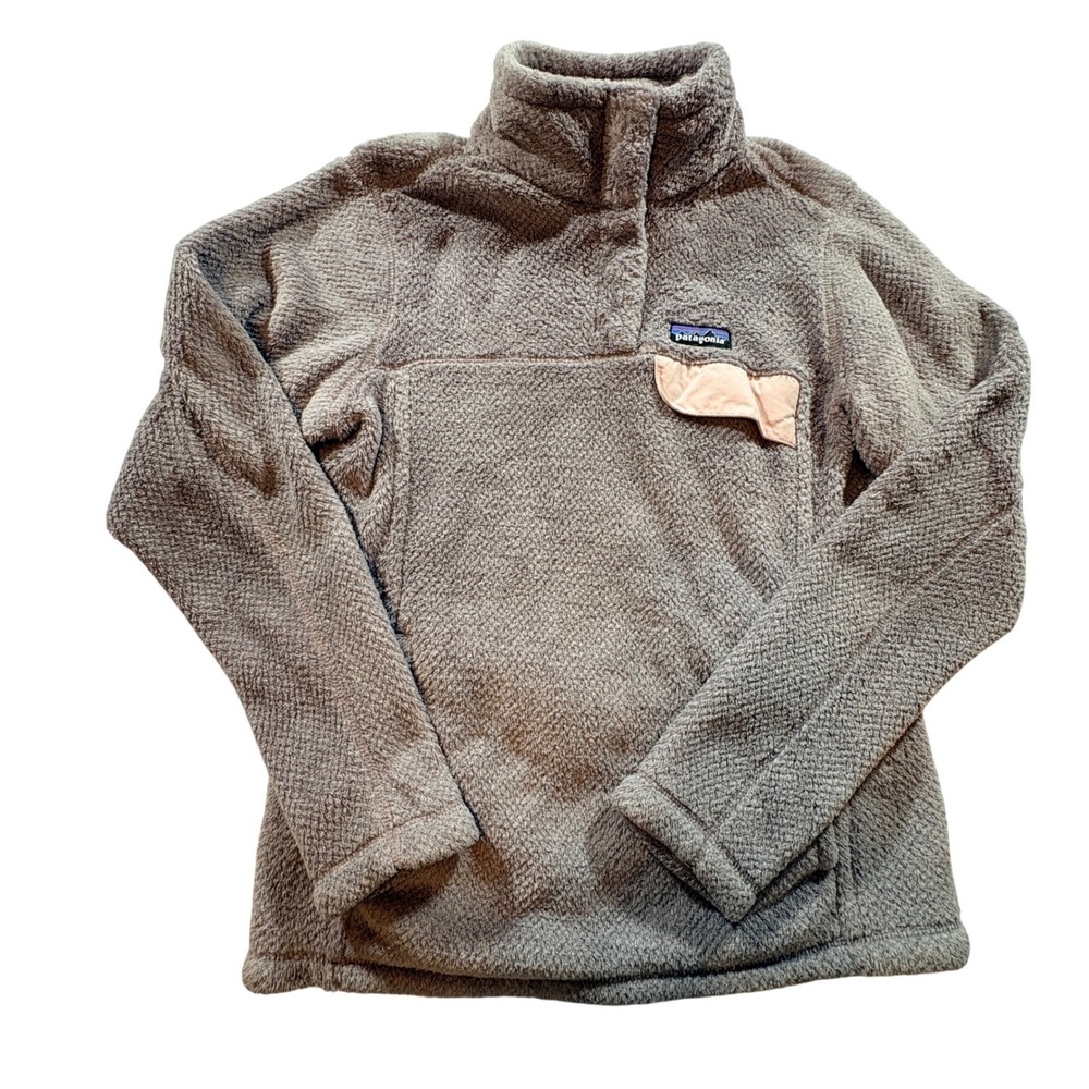 Patagonia Re-Tool Snap-T Fleece Pullover Women Small Taupe Grey Slim Fit Sweater